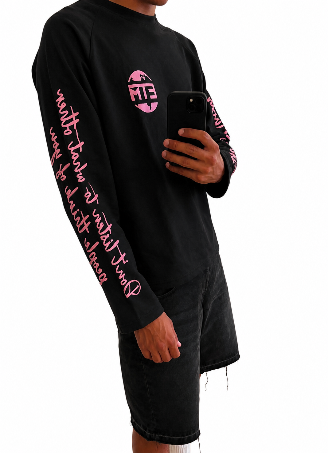 Pink on Black Long Sleeve