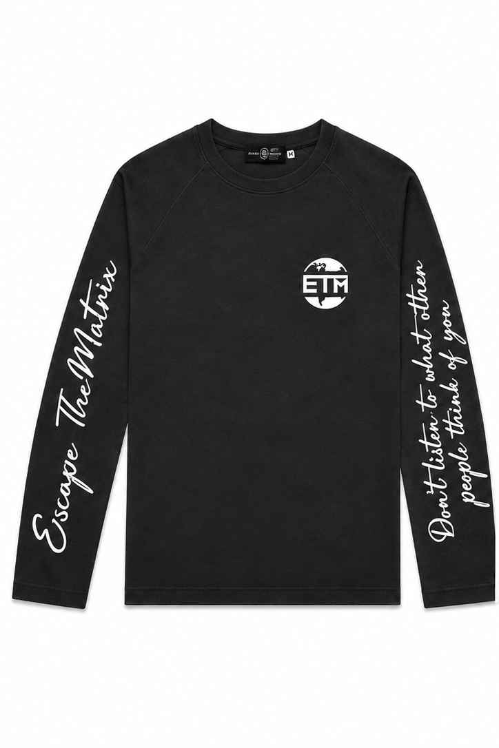 White on dark grey long sleeve
