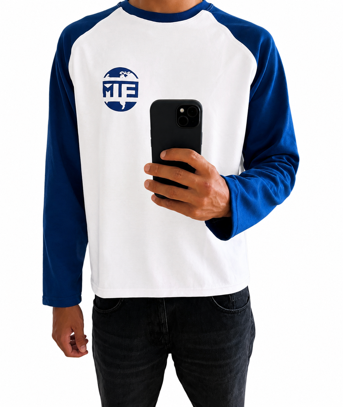 Dark blue and white long sleeve