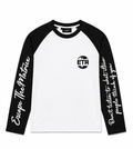 Black and white long sleeve with writing