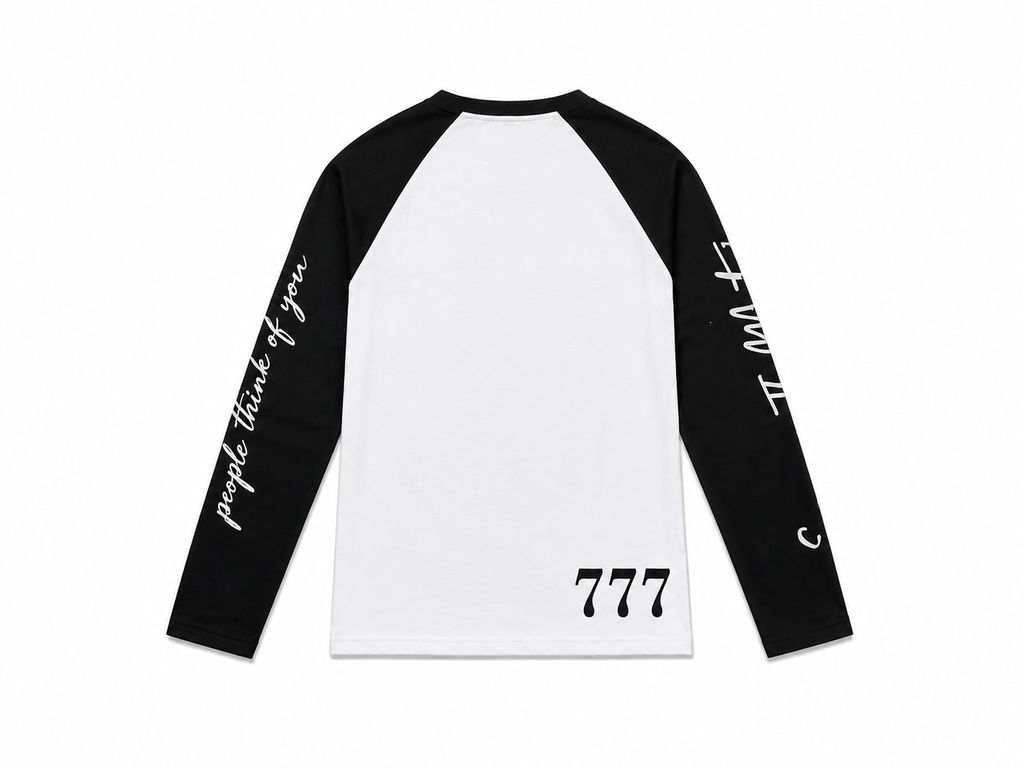 Black and white long sleeve with writing