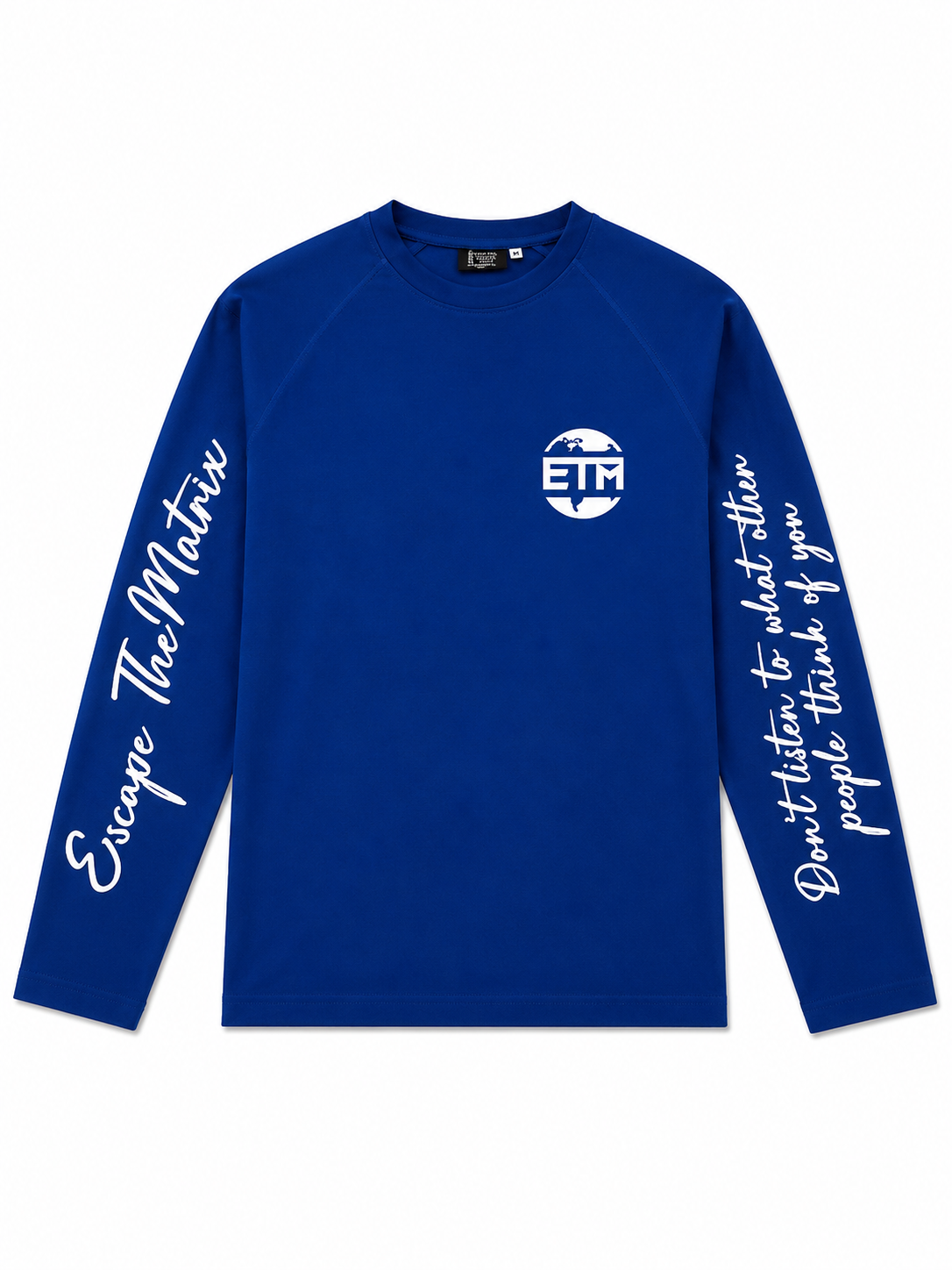 White on dark blue long sleeve